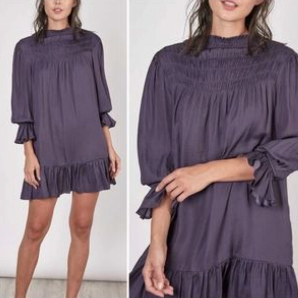 The Impeccable Pig Dress Mock Neck Women's Size Small Navy-Purple Whimsigoth